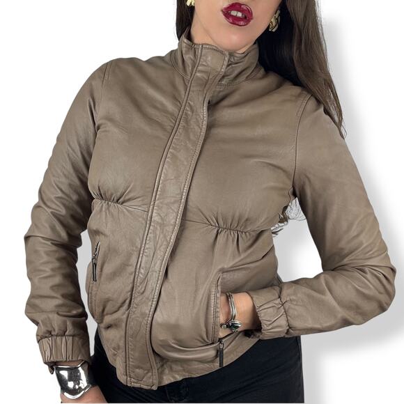 VINCE tan lamb leather jacket - Picture 15 of 16